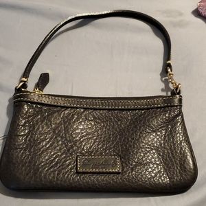 Dooney brown leather zippered wristlet